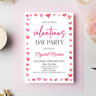 Invitation Soirée des Valentines aux Coeurs rouges roses