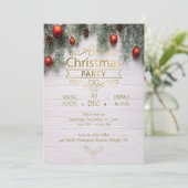 Invitation Soirée Design de Noël en bois élégant (Debout devant)