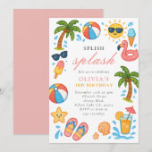 Invitation Soirée d'été de la piscine de Splish (Devant / Derrière)