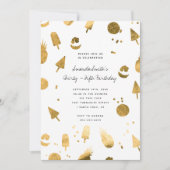 Invitation Soirée d'été de la plage Gold Foil Aduthday  (Devant)