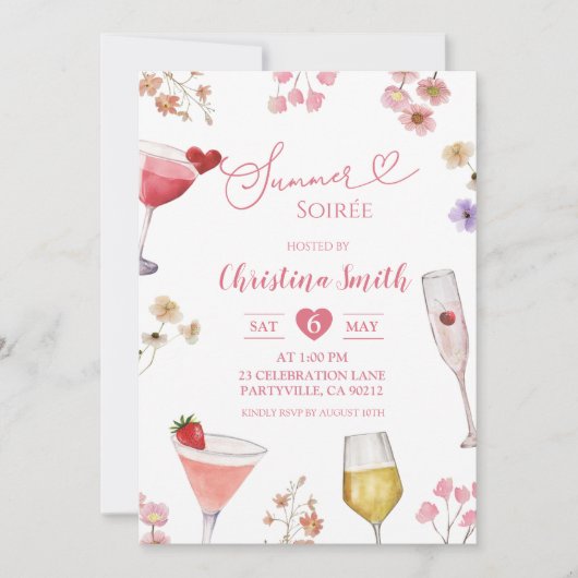 Invitation Soirée d'été fleur sauvage Meadow (Devant)