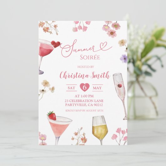 Invitation Soirée d'été fleur sauvage Meadow (Debout devant)