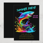 Invitation Soirée d'été - Splash de requin coloré (Devant / Derrière)