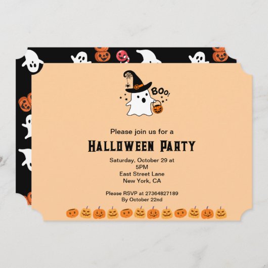 Invitation Soirée d'Halloween (Devant / Derrière)
