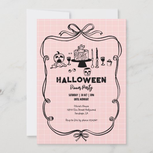 Invitation Soirée d'Halloween à main (Devant)