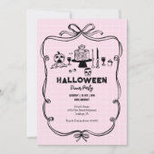Invitation Soirée d'Halloween à main rose (Devant)