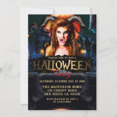 Invitation Soirée d'Halloween Adulte Diabolique et Effrayante (Devant)