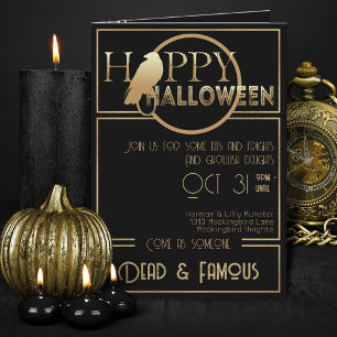 Invitation Soirée d'Halloween Adulte Elégante Black Gold