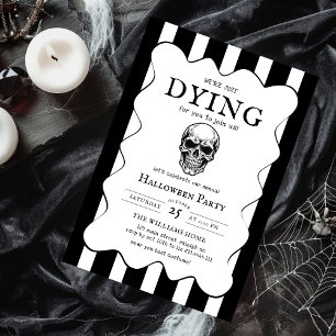 Invitation Soirée d'Halloween adulte moderne noir et blanc