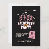 Invitation Soirée d'Halloween au crâne rose (Devant)