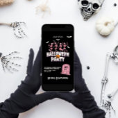 Invitation Soirée d'Halloween au crâne rose