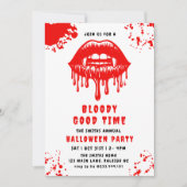Invitation Soirée d'Halloween avec des lèvres de vampire sèch (Devant)