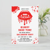 Invitation Soirée d'Halloween avec des lèvres de vampire sèch (Debout devant)