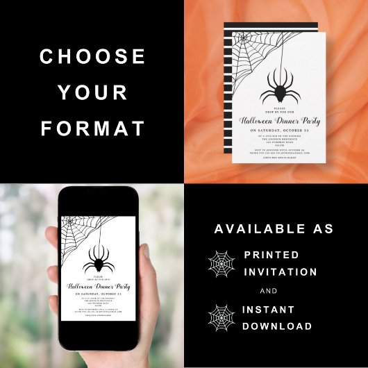 Invitation Soirée d'Halloween Black Spider