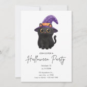 Invitation Soirée d'Halloween Chat Noir (Devant)