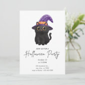 Invitation Soirée d'Halloween Chat Noir (Debout devant)