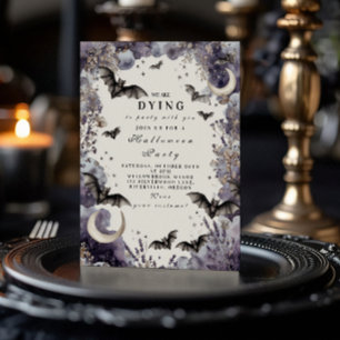 Invitation Soirée d'Halloween Chauves-Souris au Clair de Lune