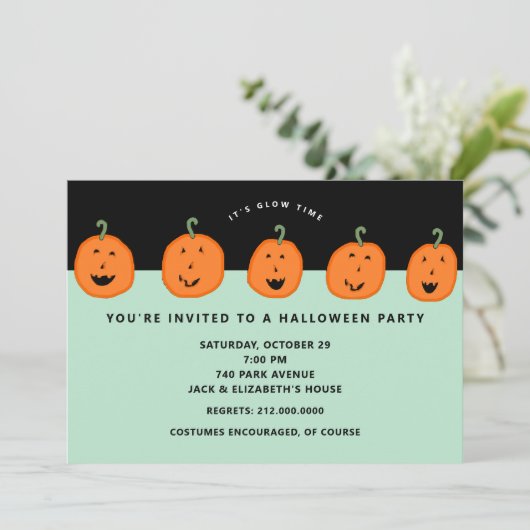 Invitation Soirée d'Halloween Citrouille (Debout devant)
