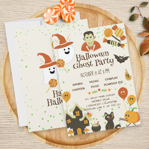 Invitation Soirée d'Halloween Citrouille Bat Kids Ghost