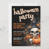 Invitation Soirée d'Halloween Citrouille Crâne (Devant)