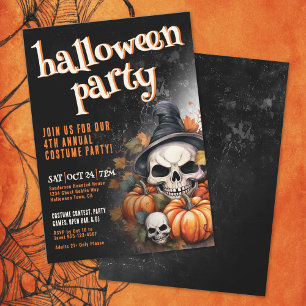 Invitation Soirée d'Halloween Citrouille Crâne
