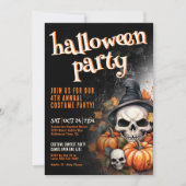 Invitation Soirée d'Halloween Citrouille Crâne (Devant)