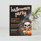 Invitation Soirée d'Halloween Citrouille Crâne (Debout devant)