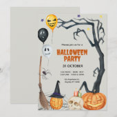 Invitation Soirée d'Halloween citrouille personnalisée (Devant / Derrière)