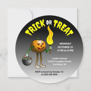 Invitation Soirée d'Halloween citrouilles des friandises ou u