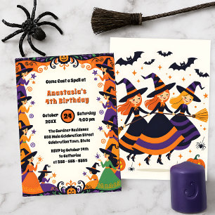 Invitation Soirée d'Halloween Coven Sorcière Enchantant
