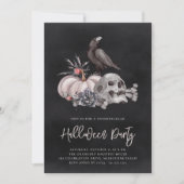 Invitation Soirée d'Halloween crâne et corbeau (Devant)