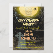 Invitation Soirée D'Halloween Crâne Et Lune (Devant)