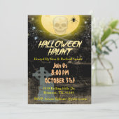 Invitation Soirée D'Halloween Crâne Et Lune (Debout devant)