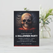 Invitation Soirée d'Halloween Crâne Sanglant (Debout devant)