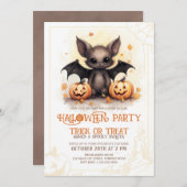 Invitation Soirée d'Halloween Cute Bat (Devant / Derrière)