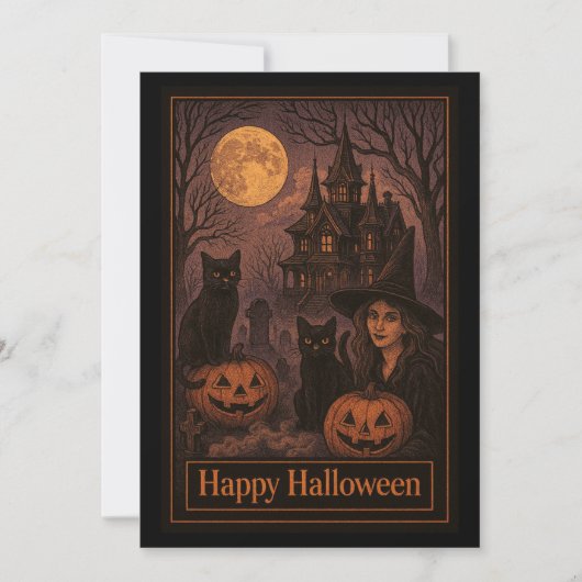 Invitation Soirée d'Halloween dans une maison hantée de sorci (Devant)