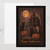 Invitation Soirée d'Halloween dans une maison hantée de sorci (Devant / Derrière)