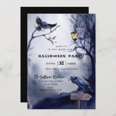 Invitation Soirée d'Halloween Dark Moody Raven (Devant / Derrière)