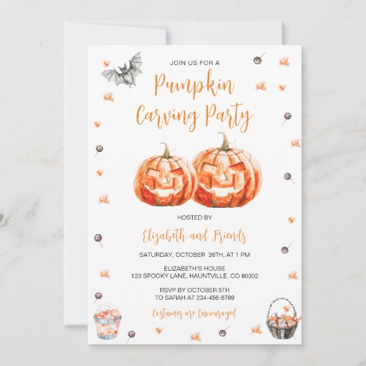 Invitation Soirée d'Halloween de citrouille (Devant)