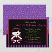 Invitation Soirée d'Halloween de fille Vampire (Devant / Derrière)