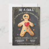 Invitation Soirée d'Halloween de poupée vaudou (Devant)