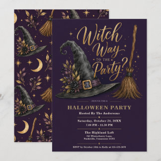 Invitation Soirée d'Halloween de sorcière élégante