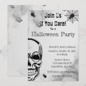 Invitation Soirée d'Halloween du crâne et des araignées (Devant / Derrière)