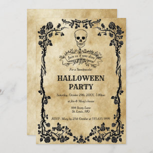 Invitation Soirée d'Halloween du crâne gothique