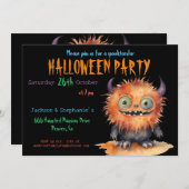 Invitation Soirée d'Halloween du mignon Monster Bash (Devant / Derrière)