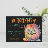 Invitation Soirée d'Halloween du Monstre mignon (Debout devant)