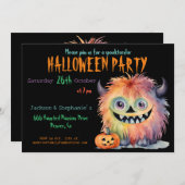 Invitation Soirée d'Halloween du Monstre mignon (Devant / Derrière)