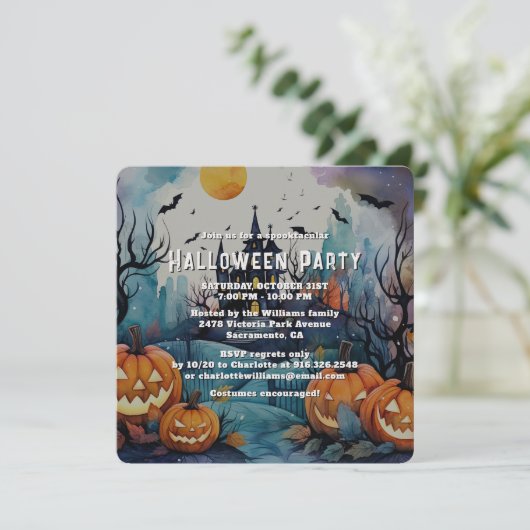 Invitation Soirée d'Halloween Éffrayant (Debout devant)