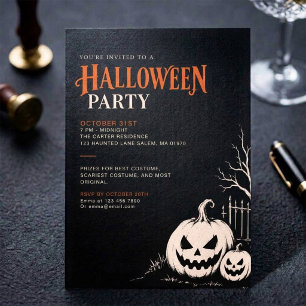 Invitation Soirée d'Halloween élégante et minimaliste en noir