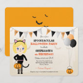 Invitation Soirée d'Halloween en chats (Devant / Derrière)